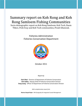 Summary Report on Koh Rong and Koh Rong Samloem Fishing