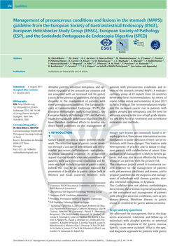 Management of Precancerous Conditions and Lesions in the Stomach