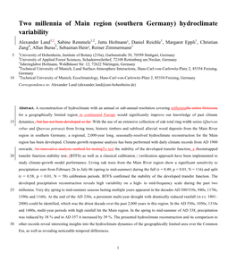 Two Millennia of Main Region (Southern Germany) Hydroclimate