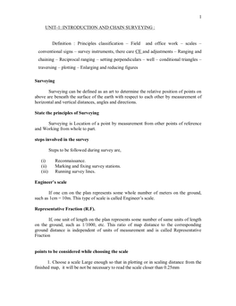 Unit-1: Introduction and Chain Surveying