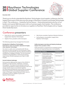 Raytheon Technologies Global Supplier Conference