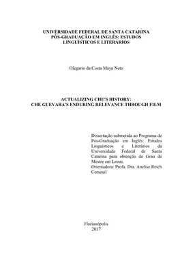 Universidade Federal De Santa Catarina Pós-Graduação Em Inglês: Estudos Linguísticos E Literários