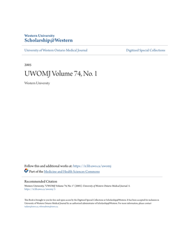 UWOMJ Volume 74, No. 1 Western University