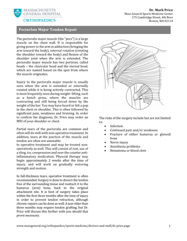 Pectoralis Major Tendon Repair