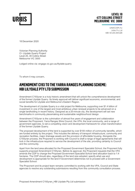 Amendment C193 to the Yarra Ranges Planning Scheme: Hbi Lilydale Pty Ltd Submission