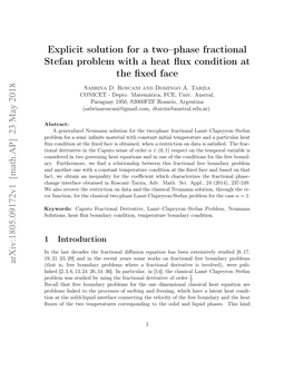 Explicit Solution for a Two–Phase Fractional Stefan Problem