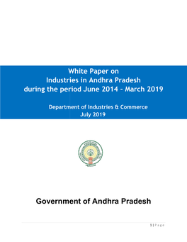 White Paper on Industries in Andhra Pradesh Ing the Period June 2014