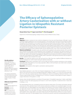 The Efficacy of Sphenopalatine Artery Cauterization with Or Without Ligation in Idiopathic Resistant Posterior Epistaxis