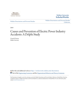 Causes and Prevention of Electric Power Industry Accidents: a Delphi Study Ganesh Narine Walden University