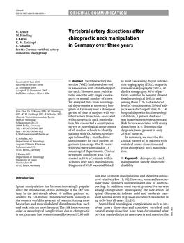 Vertebral Artery Dissections After Chiropractic Neck Manipulation In