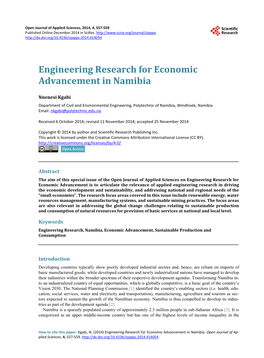 Engineering Research for Economic Advancement in Namibia