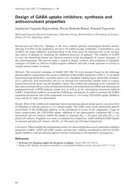 Esign of GABA Uptake Inhibitors: Synthesis and Anticonvulsant Properties