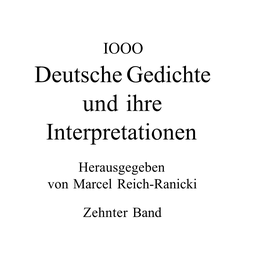 Deutsche Gedichte Und Ihre Interpretationen