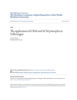 The Application of Crm and Scm Principles in Volkswagen