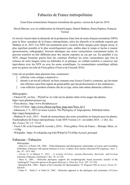 Fabacées De France Métropolitaine - Essai D'une Nomenclature Française Normalisée Des Genres, Version Du 8 Janvier 2019