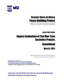 Greater Horn of Africa Peace Building Project Mary Hope Schwoebel
