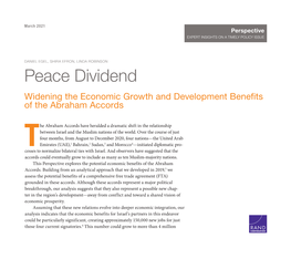 Peace Dividend: Widening the Economic Growth And