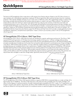 Quickspecs HP Storageworks Ultrium Full-Height Tape Drives Overview