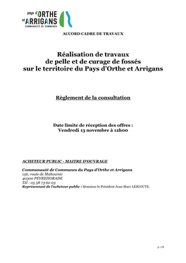 Réalisation De Travaux De Pelle Et De Curage De Fossés Sur Le Territoire Du Pays D’Orthe Et Arrigans