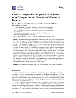 Chemical Composition of Lipophilic Bark Extracts from Pinus Pinaster and Pinus Pinea Cultivated in Portugal