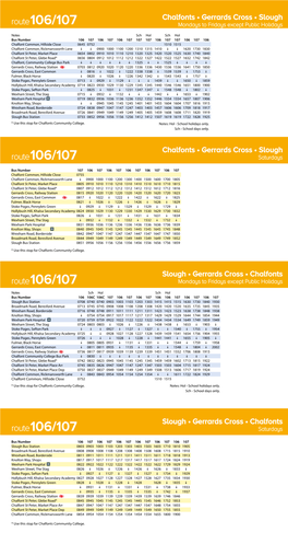 Route106/107 Chalfonts • Gerrards Cross • Slough