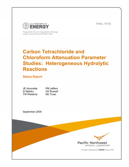 Carbon Tetrachloride and Chloroform Attenuation Parameter Studies: Heterogeneous Hydrolytic Reactions