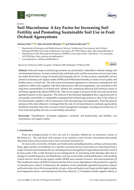 Soil Macrofauna: a Key Factor for Increasing Soil Fertility and Promoting Sustainable Soil Use in Fruit Orchard Agrosystems