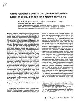 Biliary Bile Acids of Bears, Pandas, and Related Carnivores