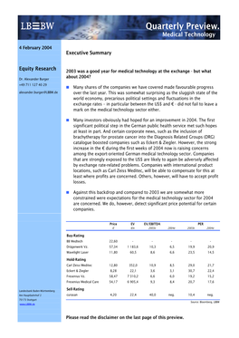 Landesbank Baden-Württemberg Sell-Rating Am Hauptbahnhof 2 Curasan 4,20 22,4 40,0 Neg