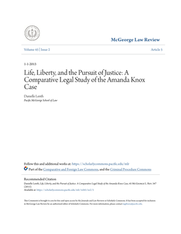 A Comparative Legal Study of the Amanda Knox Case Danielle Lenth Pacific Cgem Orge School of Law