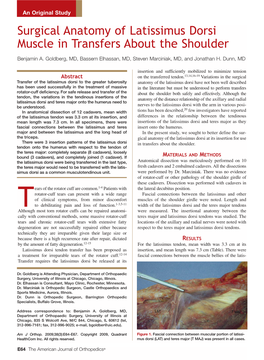 Surgical Anatomy of Latissimus Dorsi Muscle in Transfers About the Shoulder