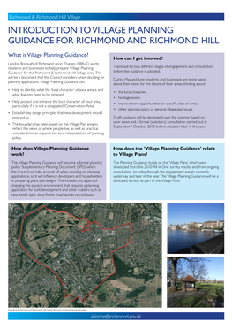 Introduction to Village Planning Guidance for Richmond and Richmond Hill