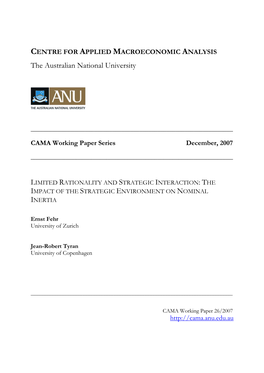 Strategic Complementarity As a Cause of Nominal Rigidity