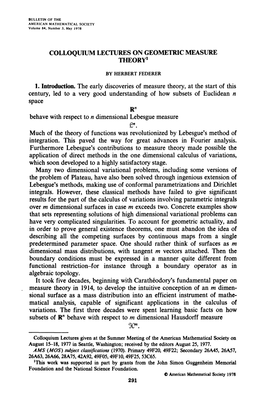 Geometric Measure Theory1