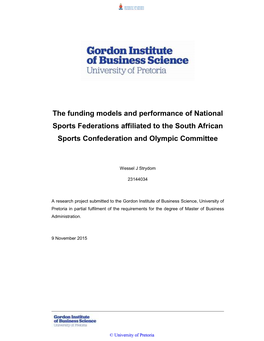 The Funding Models and Performance of National Sports Federations Affiliated to the South African Sports Confederation and Olympic Committee