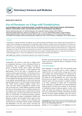 Use of Fluralaner on 4 Dogs with Trombiculosis