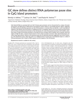 GC Skew Defines Distinct RNA Polymerase Pause Sites in Cpg Island Promoters