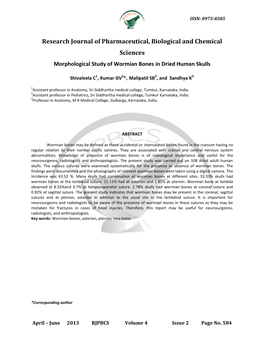 Morphological Study of Wormian Bones in Dried Human Skulls