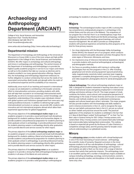 Archaeology and Anthropology Department (ARC/ANT) 1