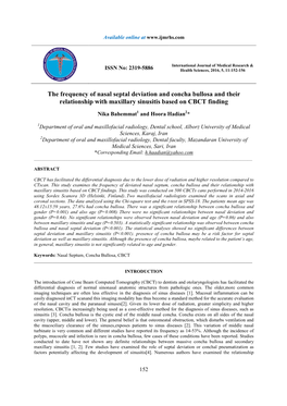 The Frequency of Nasal Septal Deviation and Concha Bullosa and Their Relationship with Maxillary Sinusitis Based on CBCT Finding