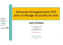 Demande D'enregistrement ICPE Pour Un Élevage De Poulets De Chair