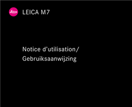 LEICA M7 Notice D'utilisation