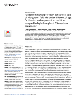 Fungal Community Profiles in Agricultural Soils of a Long-Term Field