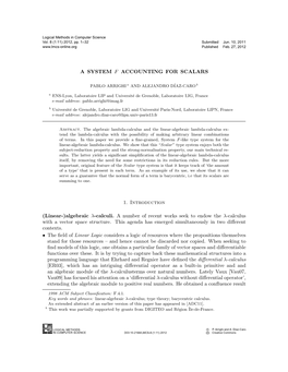 A SYSTEM F ACCOUNTING for SCALARS 1. Introduction