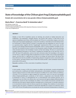 GAYANA State of Knowledge of the Chilean Giant Frog