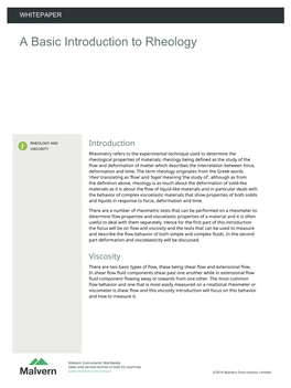 A Basic Introduction to Rheology