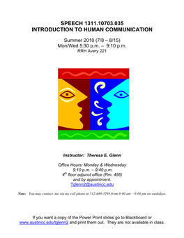 Speech 1311.10703.035 Introduction to Human Communication