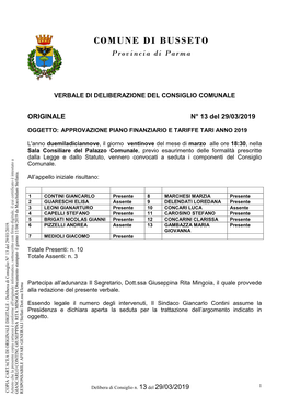 COMUNE DI BUSSETO Provincia Di Parma