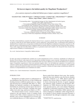 Do Beavers Improve the Habitat Quality for Magellanic Woodpeckers?