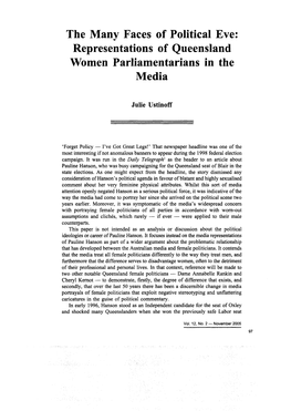 The Many Faces of Political Eve: Representations of Queensland Women Parliamentarians in the Media